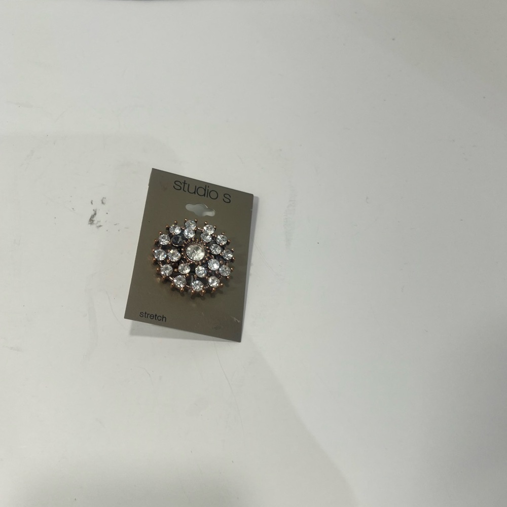 Studio Silver and Gold Crystal Stretchy Ring